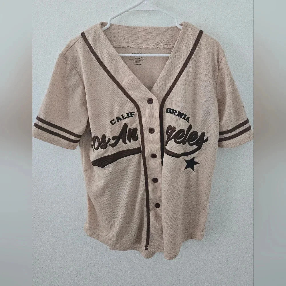 Orange Kiss Jersey Los Angeles California Womens Size Medium MLB Baseball style